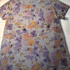 Torrid Floral Short Sleeve Tee - Purple and Orange